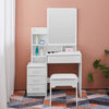 White Dressing Table&Stool Set Makeup Desk Vanity Table Drawers Mirror Dresser