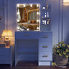 Dressing Table with Golden Handle 4 big Drawers and sliding Mirrow Makeup Desk