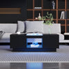 LED Coffee Table With Storage 2 Drawers Living Room Furniture High Gloss Black