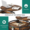 Round Lift Top Coffee Table with Storage Wood for Home Living Room Office Brown