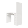 White Manicure Nail Table Wooden Desk Mobile Rolling Workstation Shelves Storage