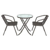 Brown Folding Round Glass Table Garden Patio Balcony Dining Table Furniture 60cm