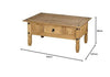 Coffee Table 1 Drawer, Solid Mexican Pine Perfect for Home Office or Living Room