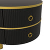 Round Glass Nesting Coffee Tables Set Black Side Tables with Storage 2 Drawers