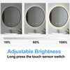 Heilmetz Black Round LED Bathroom Mirror With Warm Backlit Lights Clock Demister