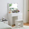 Dressing Table LED Lights Mirror Drawers Make up Desk Bedside Cabinet Stool Set