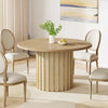 Round Dining Table for 4, Farmhouse Kitchen Table with Metal Base,...