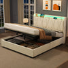 Ottoman Storage Upholstered 4ft6 Double Bed Frame with Storage Headboard Beige