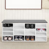 Shoe Bench Storage Shoe Cabinet Rack Cupboard with Seat Cushion 14 Compartments
