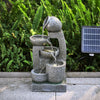 Garden Water Feature Outdoor Solar Power Cascade 5 Tiered Fountain w/LED Lights
