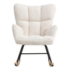 Teddy Fleece Relax Rocking Chair Modern Accent Chair with Wood Legs Living Room
