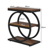 End Table Set of 2, Wooden Narrow Small Side Sofa Table with 3 Storage Shelves
