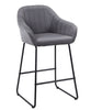 2 X Grey velvet Bar Stools fixed height Grey Breakfast Kitchen Bar
