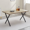 Modern Rectangular 4 Seater Dining Table Metal Straight Legs Morden Brown