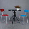 Round Glass Dining Table Patio Bistro Garden Balcony Coffee Table Metal Frame