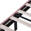 Double Bed Frame, Upholstered Platform Bed with Channel Tufted Headboard, Pink