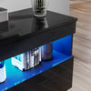 High Gloss Black TV Stand Cabinet Unit 2 Door Sideboard with LED Lights 120cm