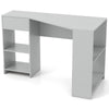 Grey L-Shaped Computer Desk Compact Corner Executive Desk w/ Storage