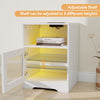LED Bedside Table RGB Lighted Storage Nightstand Cabinet with Charging Station