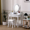 Dressing Table with Mirror and Stool, Vanity Desk with Mirror and Drawers White