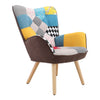 Retro Modern Armchair Wing Back Button Chair Single Sofa Seat Upholstery Linen