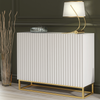 Modern Sideboard I 100cm I White I Fluted Fronts I Gold Legs I Storage Cabinet