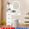 White Dressing Table With Led Lights Drawers Mirror Vanity Cabinet Make Up Desk
