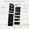 18 LEDs Jewelry Cabinet Floor Standing Jewelry Storage Organizer White