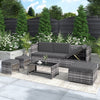 Rattan Garden Furniture Set Sofa Table Recliner Chair Set Patio Outdoor Grey