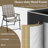 Set of 2 Patio Folding Chairs Outdoor Wicker Dining Chairs with Armrests
