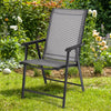 4 Pcs Garden Folding Chairs with Ergonomic Armrests-Grey