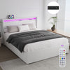 STORAGE UPHOLSTERED BED FRAME 4FT6 DOUBLE WITH USB PORT & LED LIGHT,4 DRAWER