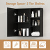 Wall-Mounted Bathroom Cabinet w/2 Mirror Door&5 Shelve 65x17x65cm Black