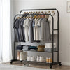 Metal Open Wardrobe Double Clothes Rail Rack Garment Hanging Stand Storage Shelf