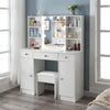 Dressing Table Stool Set with 10 LED Lights Mirror 3 Drawers Vanity Desk Storage