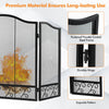 3 Panel Foldable Fireplace Screen Freestanding Metal Mesh Spark Guard Protector