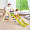 2-in-1 Triangle Climbing Set Kids indoor Wooden Triangle Climber Toy w/ slide