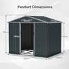 Large Utility Tool House Outdoor Storage Shed w/Sliding Doors-Grey