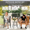 3 Piece Rattan Bistro Set with Cushions Grey