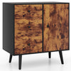 Industrial Storage Cabinet Floor Standing Wooden Sideboard Accent Side Cabinet
