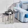 Square Nest of 3 Tables Glass Nested Side End Tables Set Black Modern Home Decor