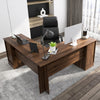 Home Office Study Workstation L-Shaped Corner Computer Desk w/ Cabinet Brown