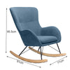 High Back Rocking Armchair Sofa Velvet Linen Solid Wood Swing Lounge Chair Seat