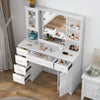White Dressing VanityTable Wood Makeup Desk with LED Mirror 6 Drawers 2 cabinet