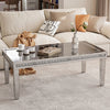 Large Silver Mirrored Coffee Table Crystal Inlay Gorgeous Modern Tea Table Home