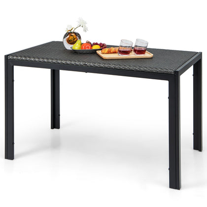 120 cm Wicker Dining Table Patio Rectangular Rattan Table for 6 people