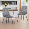 4PCS Dining Chairs Set Velvet Faux Suede Leather Padded Seat Metal Leg Grey UK