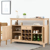 Rustic Cupboard Storage Organizer with 2 Cabinets & 9-Bottle Wine Rack