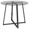 Modern Clear/Black Glass Round Dining Table With Metal Legs Kitchen Furniture