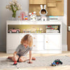 Playroom Wooden Children Bookshelf Storage Chest w/ Open Shelf-White